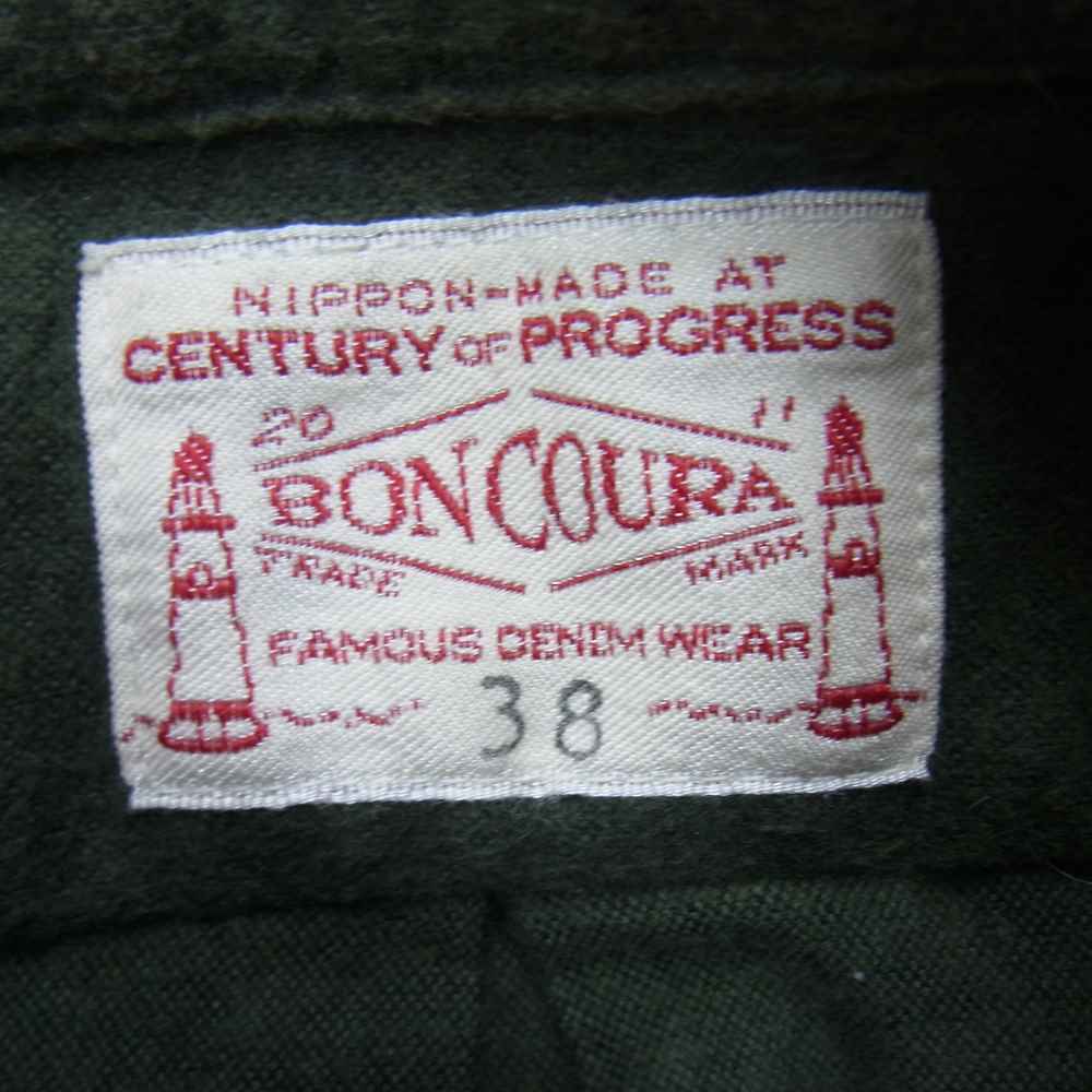 BONCOURA ボンクラ フラノ ボタン ダウン シャツ コットン フランチル B.Dシャツ オリーブ系 38【中古】