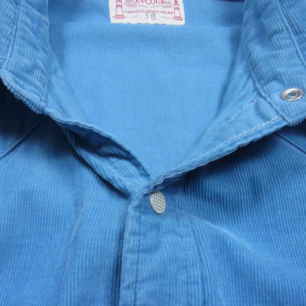 BONCOURA ボンクラ ウエスタン シャツ コーデュロイ ライトブルー系 38【中古】
