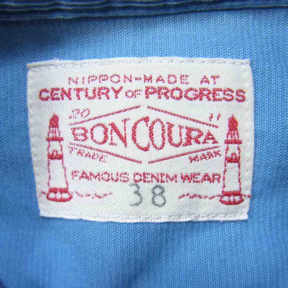 BONCOURA ボンクラ ウエスタン シャツ コーデュロイ ライトブルー系 38【中古】