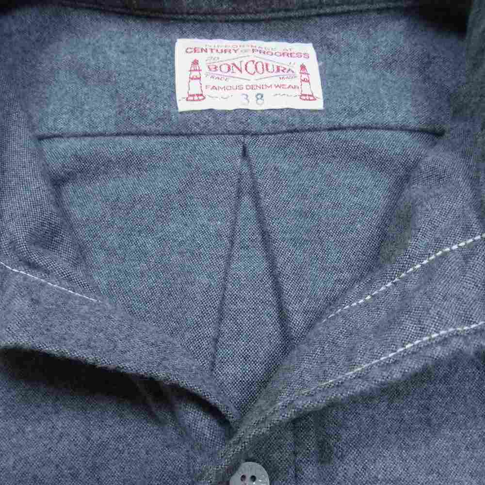 BONCOURA ボンクラ フラノ ボタン ダウン シャツ コットン フランチネル B.D グレー系 38【中古】