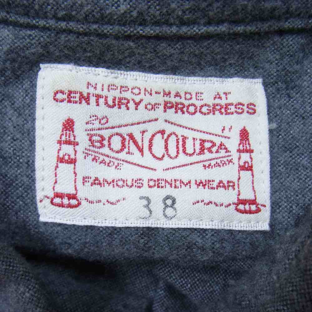 BONCOURA ボンクラ フラノ ボタン ダウン シャツ コットン フランチネル B.D グレー系 38【中古】