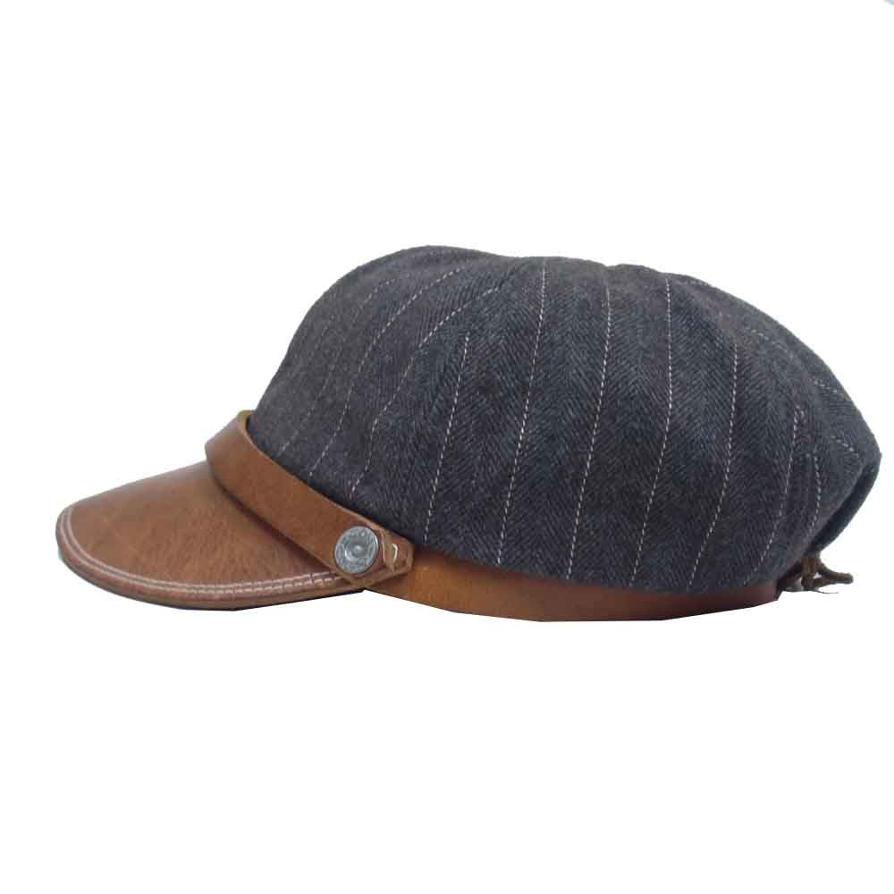 BONCOURA ボンクラ ヴィンテージ ファブリック レザー キャスケット ワーク キャップ グレー系【中古】