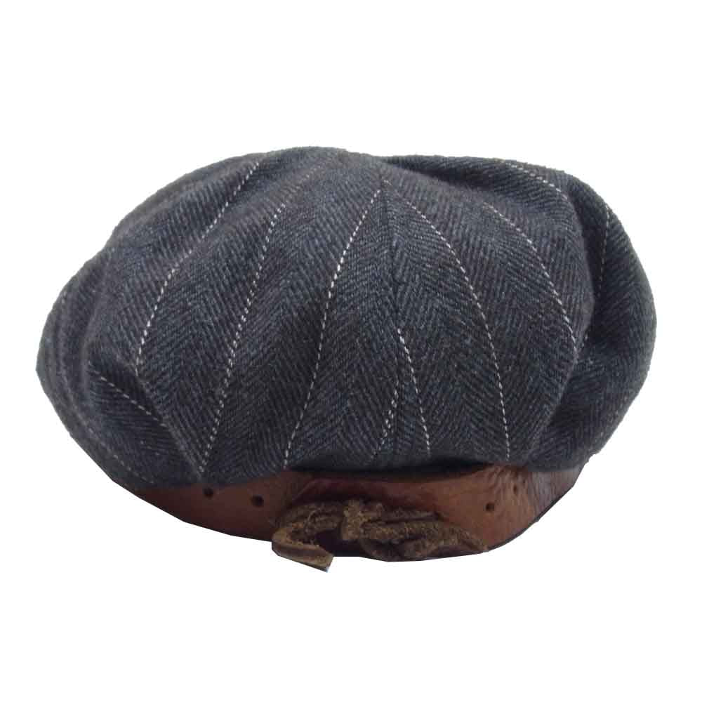 BONCOURA ボンクラ ヴィンテージ ファブリック レザー キャスケット ワーク キャップ グレー系【中古】