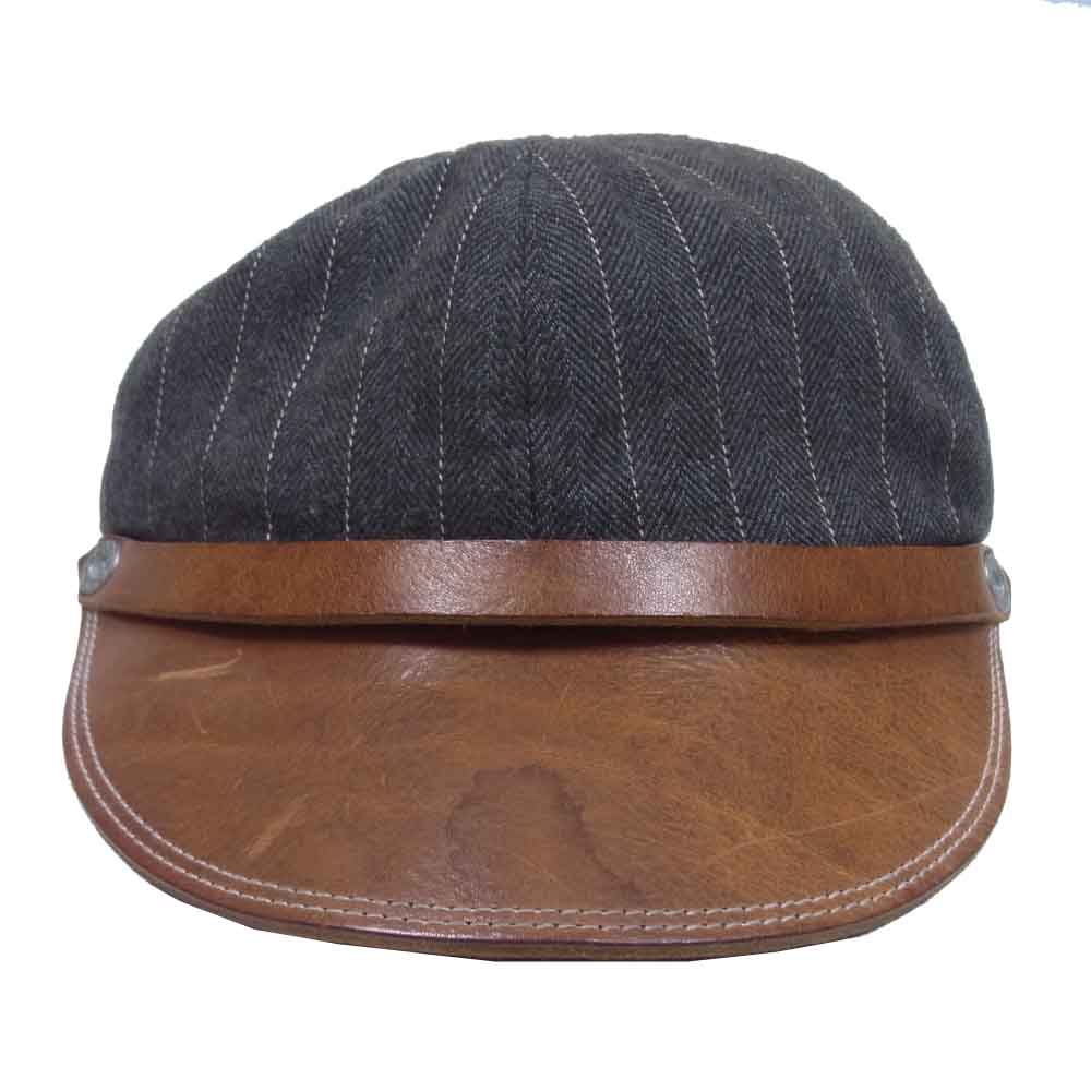 BONCOURA ボンクラ ヴィンテージ ファブリック レザー キャスケット ワーク キャップ グレー系【中古】