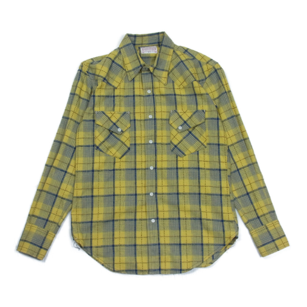 BONCOURA ボンクラ ウエスタン ネル チェック シャツ イエロー系 38【中古】