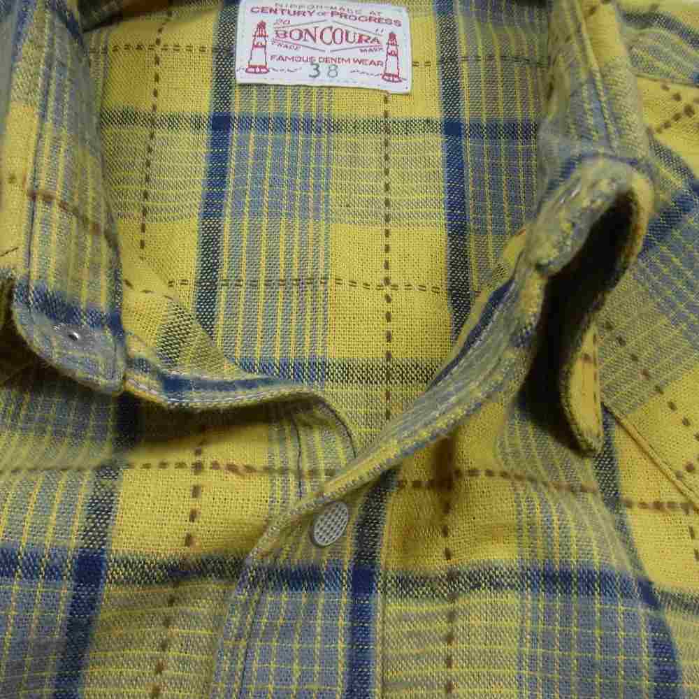 BONCOURA ボンクラ ウエスタン ネル チェック シャツ イエロー系 38【中古】