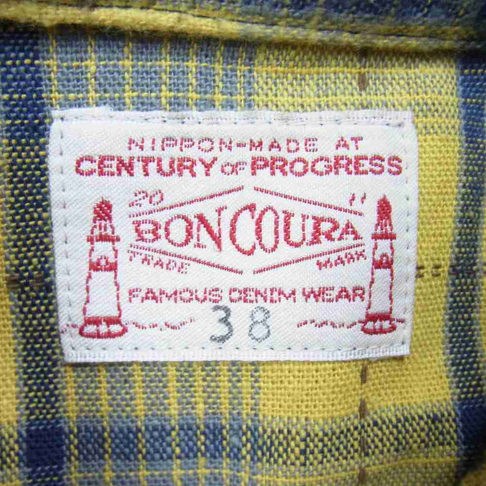 BONCOURA ボンクラ ウエスタン ネル チェック シャツ イエロー系 38【中古】
