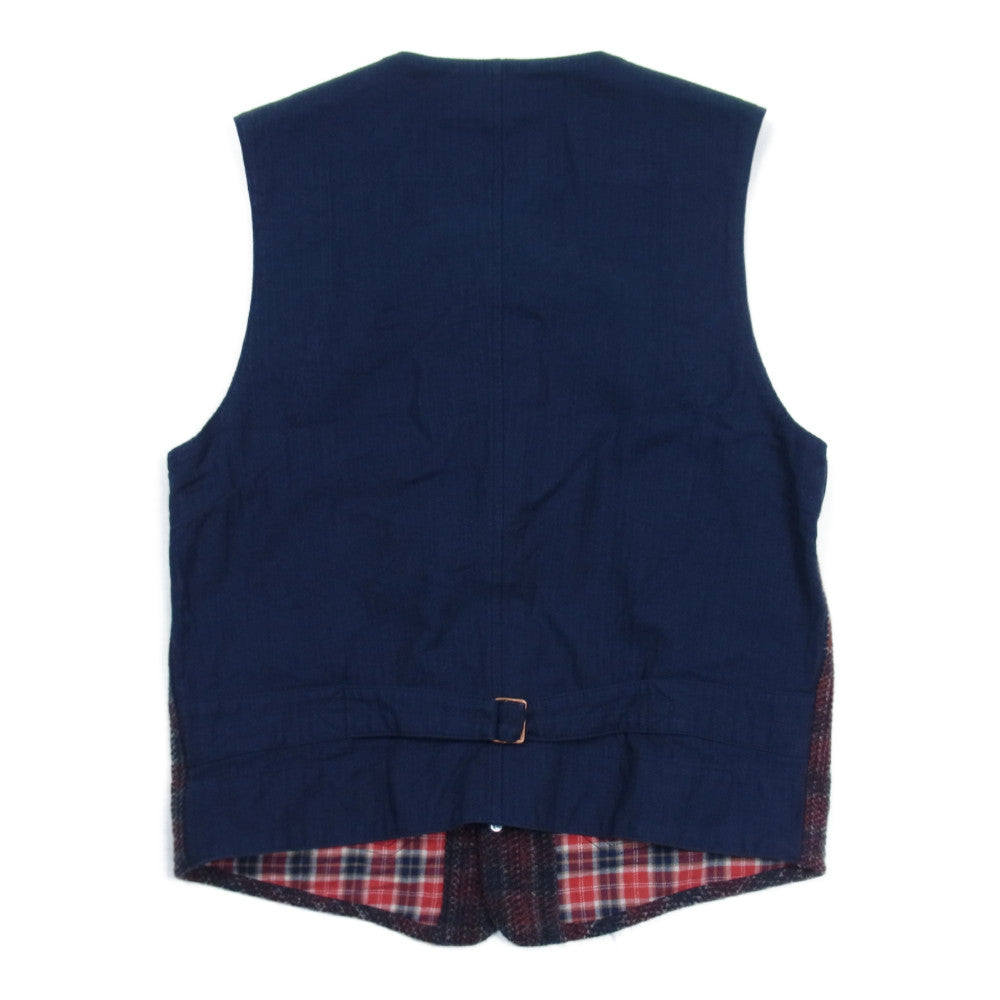 BONCOURA ボンクラ ニードルパンチ ワーク ジレ チェック ベスト ネイビー系 38【中古】