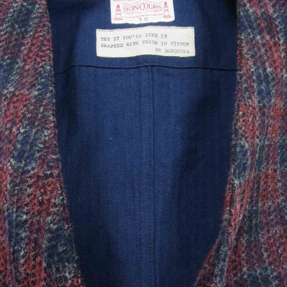 BONCOURA ボンクラ ニードルパンチ ワーク ジレ チェック ベスト ネイビー系 38【中古】