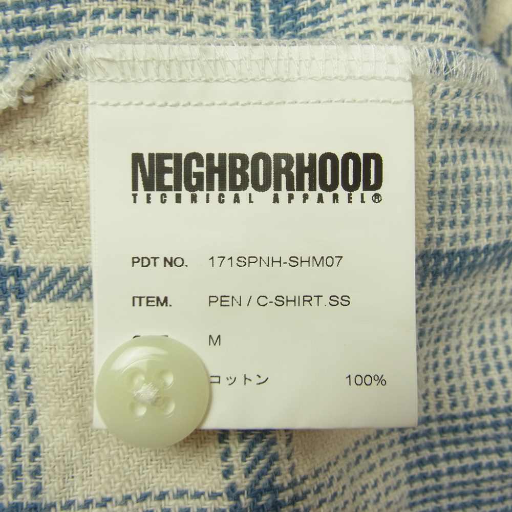 NEIGHBORHOOD ネイバーフッド 17SS 171SPNH-SHM07 PEN C-SHIRT S/S 半袖 プルオーバー チェック シャツ ホワイト系 ブルー系 M【中古】