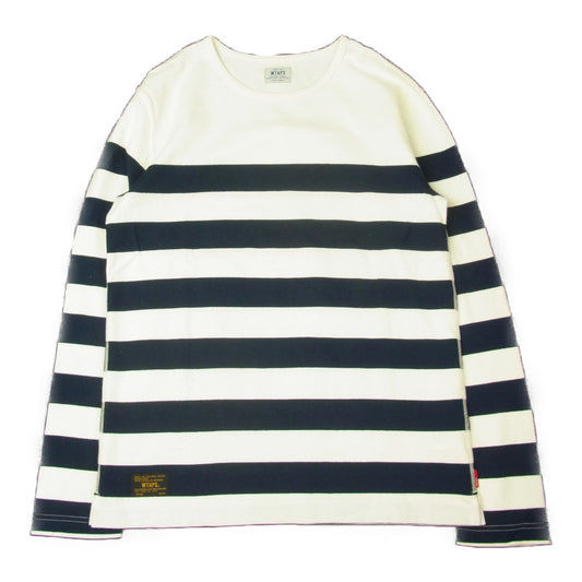 WTAPS ダブルタップス 13AW 132ATDT-CSM09 VASQUE L/S TEE COTTON ボーダー 長袖 コットン Tシャツ ホワイト系 ネイビー系 S【中古】