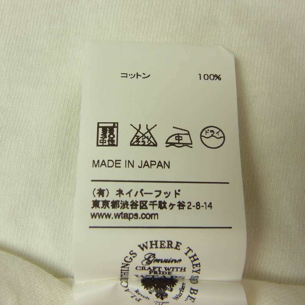 WTAPS ダブルタップス 13SS 131ATDT-CSM01 IAN TEE COTTON ラグラン 七分袖 コットン Tシャツ ホワイト系 1【中古】
