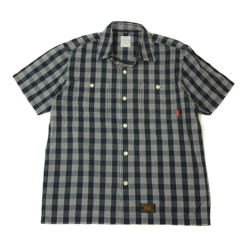 WTAPS ダブルタップス 16SS 161GWDT-SHM08 UNION S/S SHIRT ユニオン 半袖 チェック シャツ ネイビー系 S【中古】