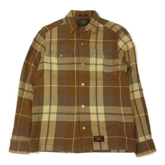 WTAPS ダブルタップス 12AW 122GWDT-SHM05 UNION L/S SHIRT COTTON ユニオン 長袖 チェック コットン シャツ ブラウン系 S【中古】