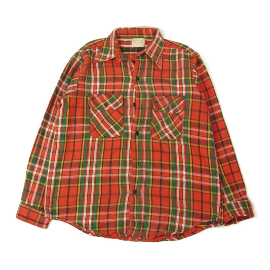 FIVE BROTHER ファイブブラザー ヴィンテージ 60s 70s USA製 ヘビーネル チェック シャツ レッド系 15【中古】