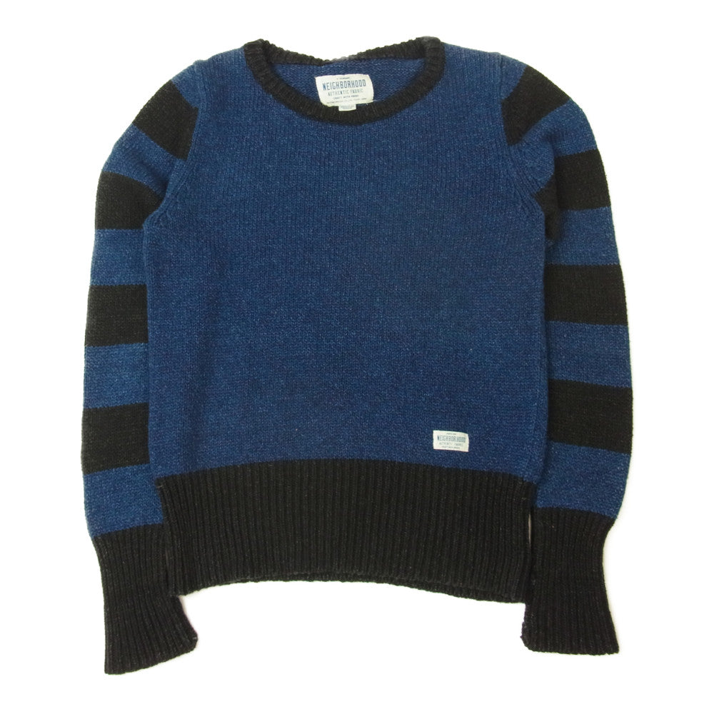 NEIGHBORHOOD ネイバーフッド 16AW 162STNH-KNM02 BORDER-C/CREW.LS コットン ボーダー クルーネック ニット BLACKxNAVY ブラック × ネイビー ブラック系 ネイビー系 M【中古】