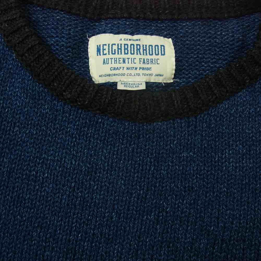 NEIGHBORHOOD ネイバーフッド 16AW 162STNH-KNM02 BORDER-C/CREW.LS コットン ボーダー クルーネック ニット BLACKxNAVY ブラック × ネイビー ブラック系 ネイビー系 M【中古】