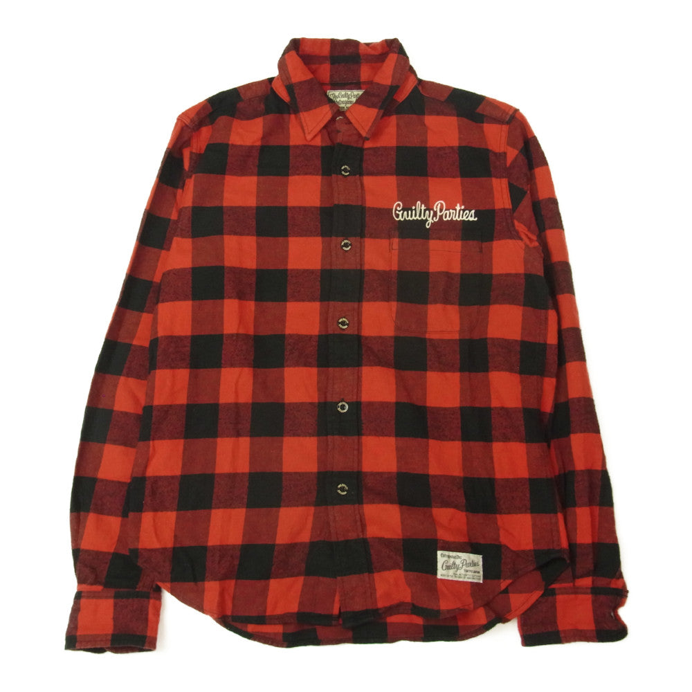 WACKO MARIA ワコマリア THE GUILTY PARTIES B.D BLOCK CHECK SHIRT L/S ブロックチェックシャツ レッド系 ブラック系 M【中古】