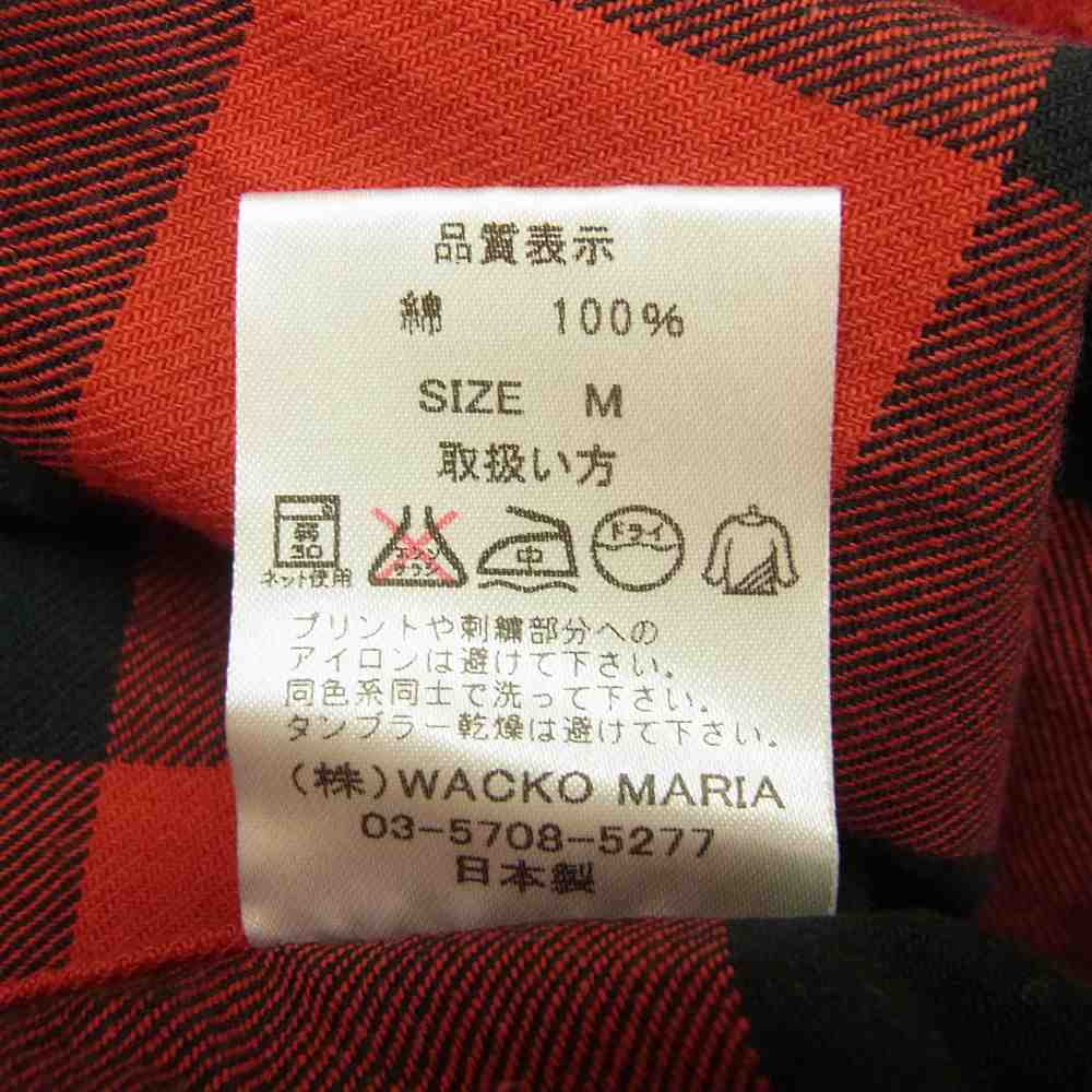WACKO MARIA ワコマリア THE GUILTY PARTIES B.D BLOCK CHECK SHIRT L/S ブロックチェックシャツ レッド系 ブラック系 M【中古】