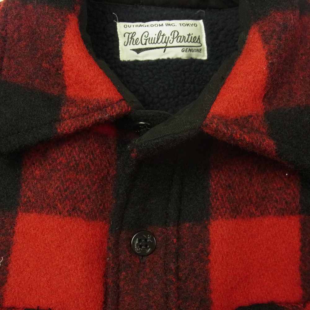WACKO MARIA ワコマリア BLOCK CHECK CPO JACKET ブロック チェック CPO ジャケット ブラック系 レッド系 S【中古】
