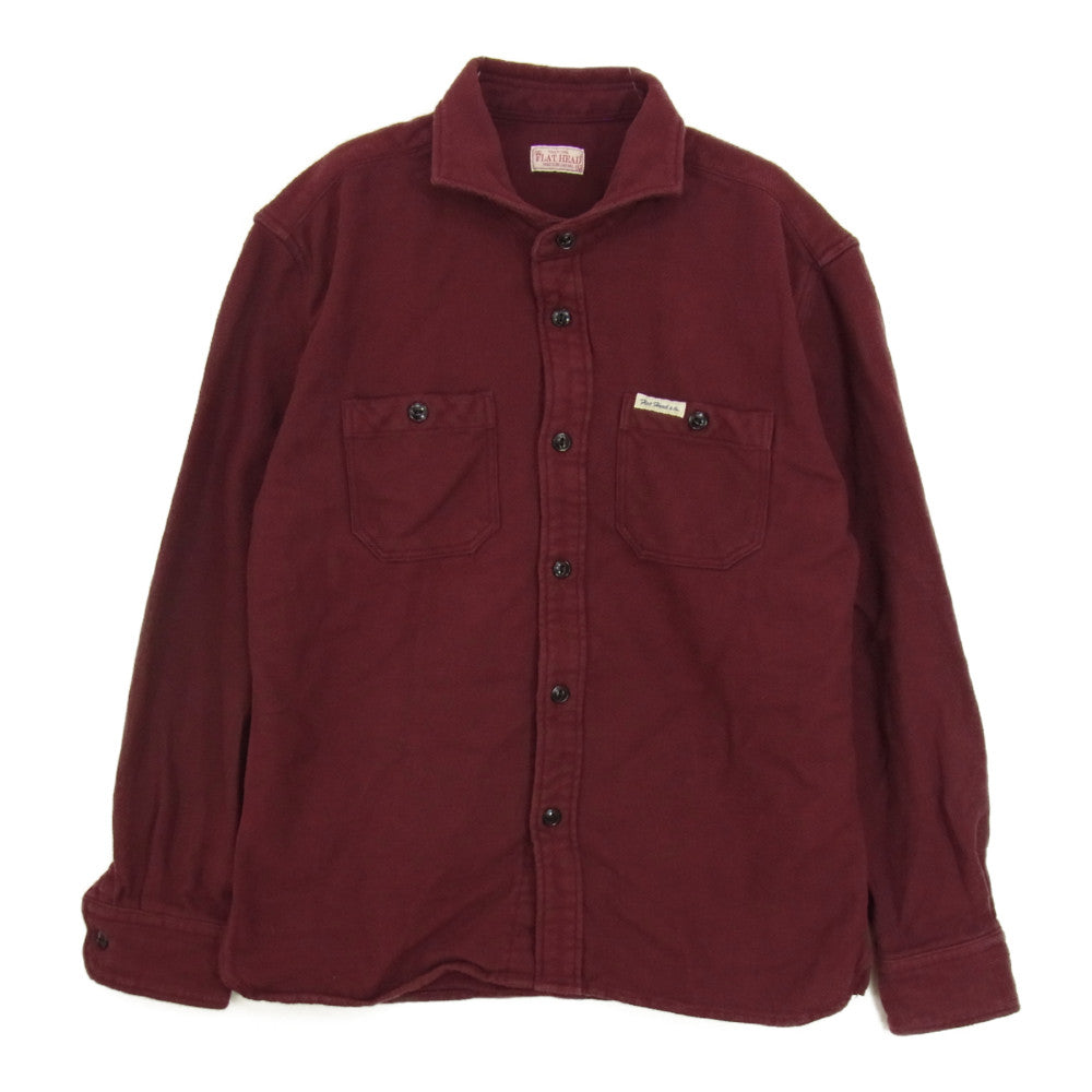 THE FLAT HEAD ザフラットヘッド F-SN0-303L ワイドスプレッド ヘリンボーン ネルシャツ エンジ系 M【中古】