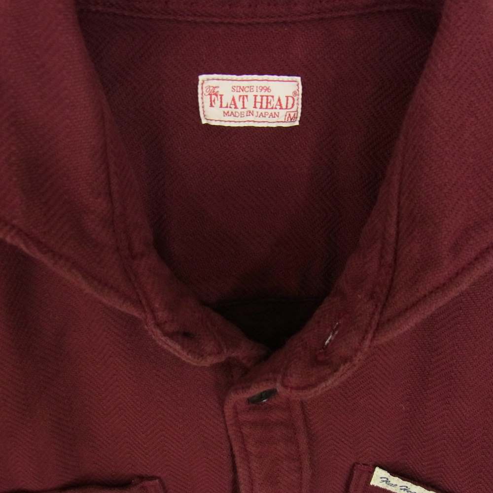 THE FLAT HEAD ザフラットヘッド F-SN0-303L ワイドスプレッド ヘリンボーン ネルシャツ エンジ系 M【中古】