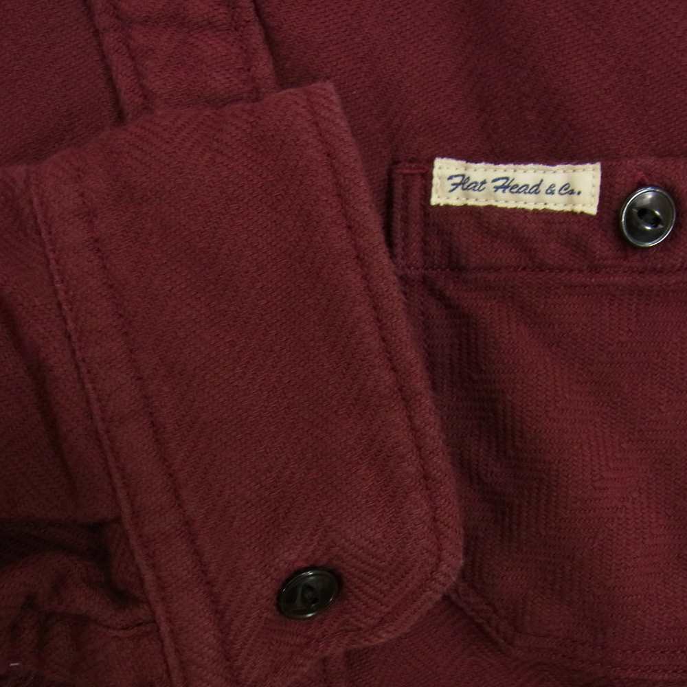 THE FLAT HEAD ザフラットヘッド F-SN0-303L ワイドスプレッド ヘリンボーン ネルシャツ エンジ系 M【中古】