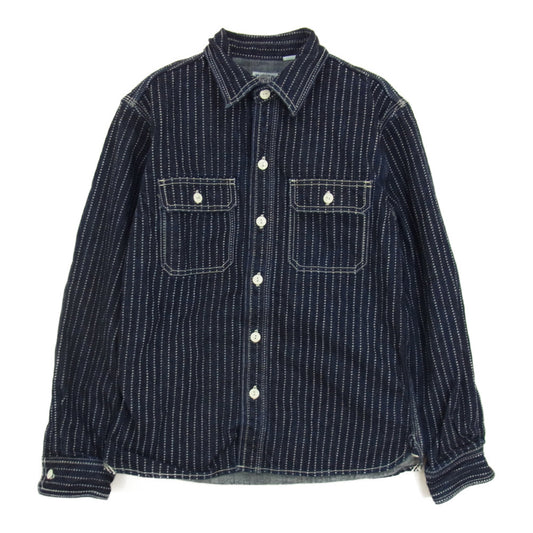 THE FLAT HEAD ザフラットヘッド 7014W ウォバッシュ ワークシャツ ネイビー系 38【中古】