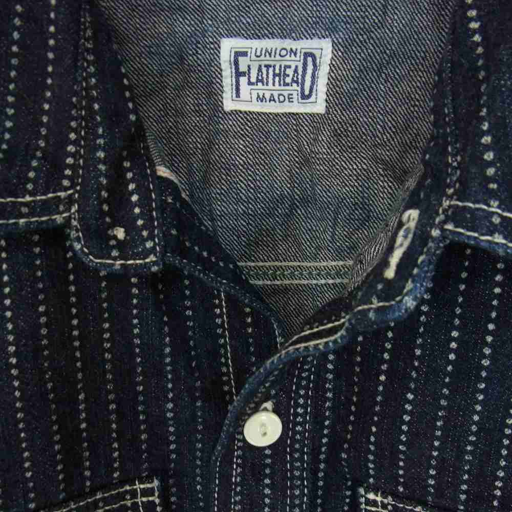 THE FLAT HEAD ザフラットヘッド 7014W ウォバッシュ ワークシャツ ネイビー系 38【中古】