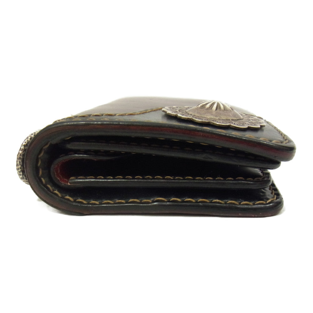 THE FLAT HEAD ザフラットヘッド 二つ折り財布 スタッズ レザー ショート ２つ折り 財布 ウォレット ブラウン系