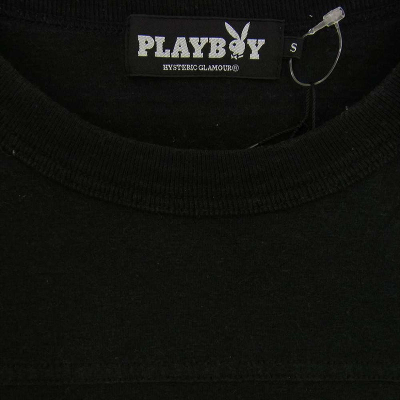 HYSTERIC GLAMOUR ヒステリックグラマー × PLAYBOY プレイボーイ 1242CT01 プリント フットボール Tシャツ ブラック系 S【中古】