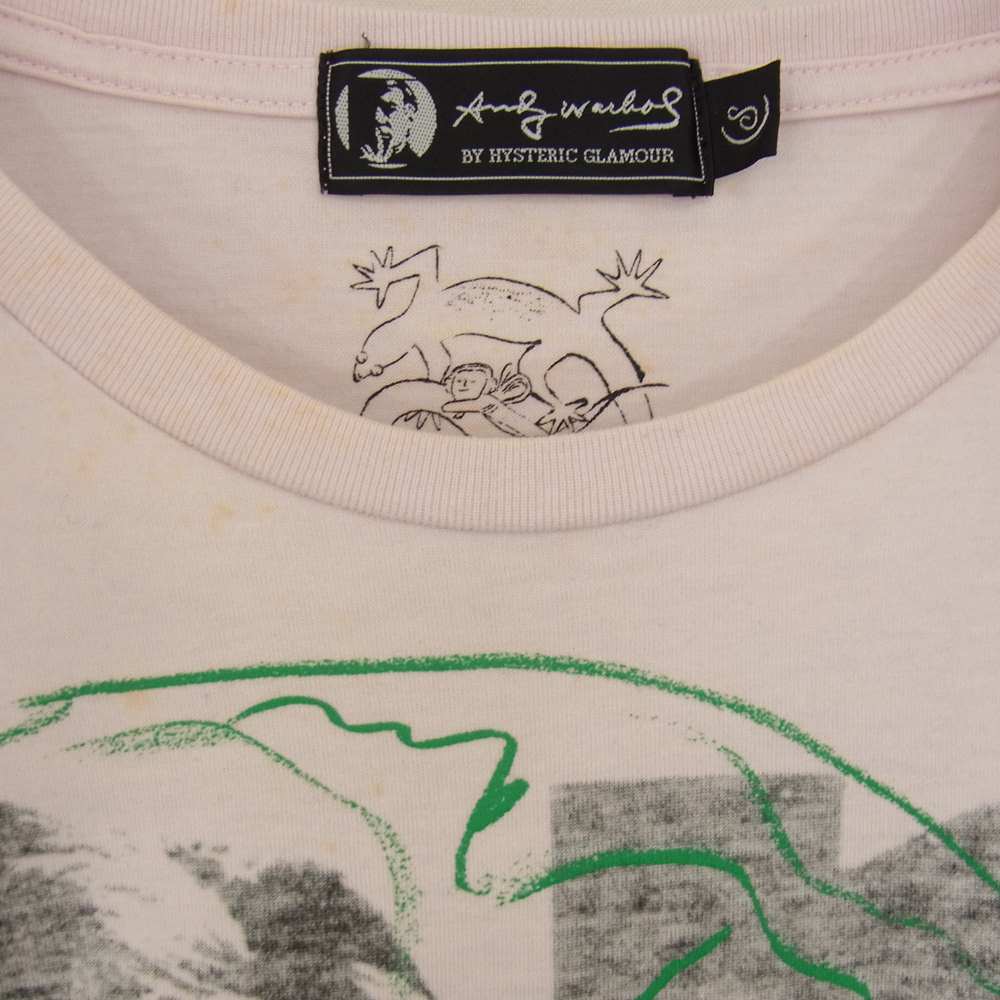 HYSTERIC GLAMOUR ヒステリックグラマー x ANDY WARHOL アンディウォーホル 0423CT02 裏面プリント スカル Tシャツ ピンク系 S【中古】