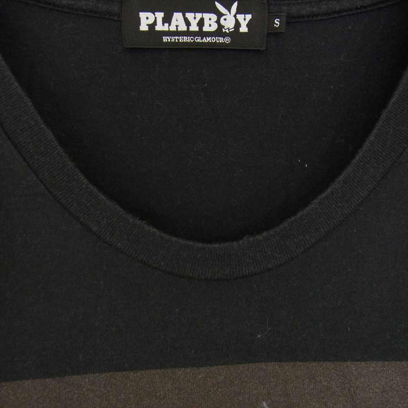 HYSTERIC GLAMOUR ヒステリックグラマー × PLAYBOY プレイボーイ 1241CT05 PB BUNNY ’70 ptTシャツ ブラック系 S【中古】