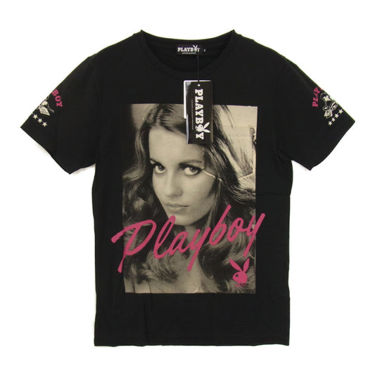 HYSTERIC GLAMOUR ヒステリックグラマー × PLAYBOY プレイボーイ 1261CT06 フォト プリント Tシャツ ブラック系 S【新古品】【未使用】【中古】