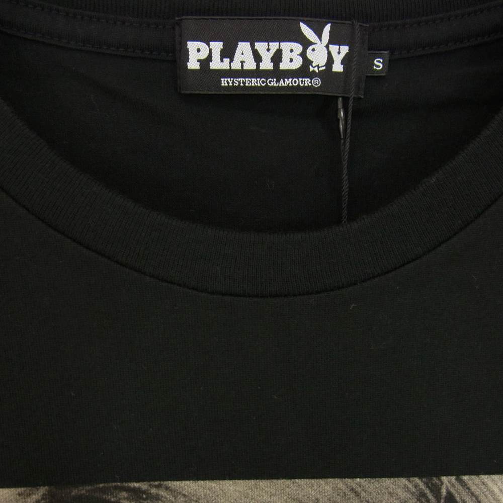 HYSTERIC GLAMOUR ヒステリックグラマー × PLAYBOY プレイボーイ 1261CT06 フォト プリント Tシャツ ブラック系 S【新古品】【未使用】【中古】