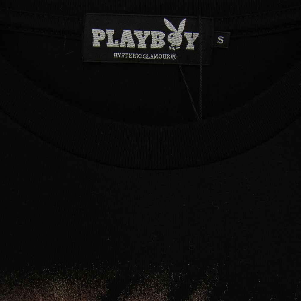 HYSTERIC GLAMOUR ヒステリックグラマー × PLAYBOY プレイボーイ 1261CT05 プリント フットボール Tシャツ ブラック系 S【新古品】【未使用】【中古】