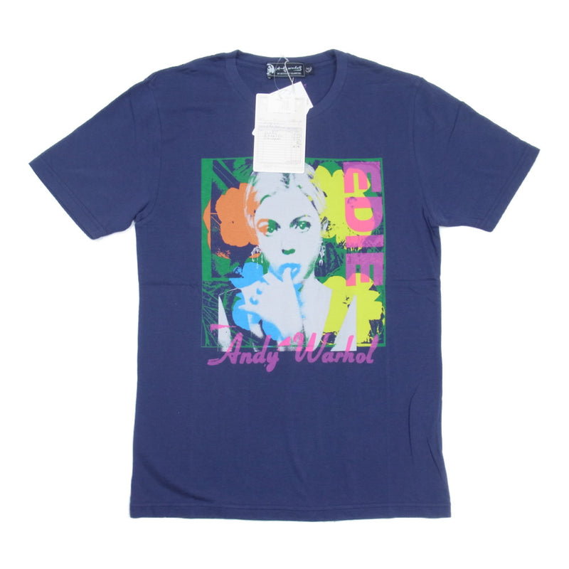 HYSTERIC GLAMOUR ヒステリックグラマー x ANDY WARHOL アンディウォーホル 0451CT01 EDIE W FLOWERS Tシャツ ネイビー系 S【新古品】【未使用】【中古】