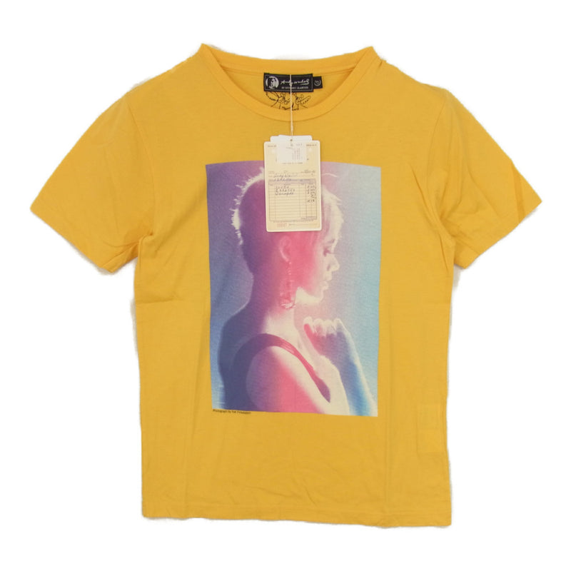 HYSTERIC GLAMOUR ヒステリックグラマー x ANDY WARHOL アンディウォーホル 0453CT02 Twiggy プリントTシャツ イエロー系 S【新古品】【未使用】【中古】