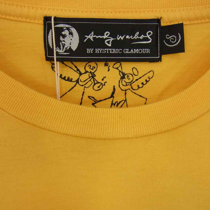 HYSTERIC GLAMOUR ヒステリックグラマー x ANDY WARHOL アンディウォーホル 0453CT02 Twiggy プリントTシャツ イエロー系 S【新古品】【未使用】【中古】