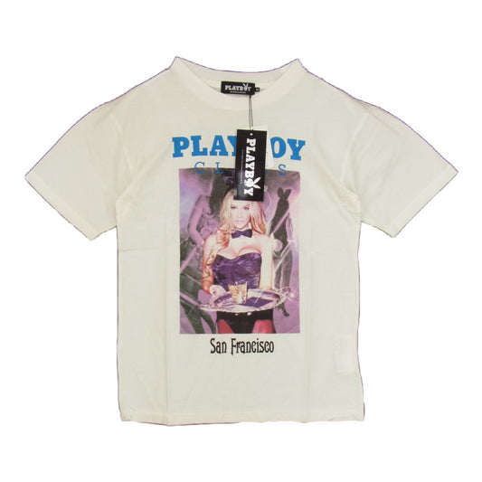 HYSTERIC GLAMOUR ヒステリックグラマー × PLAYBOY プレイボーイ 12171CT04 バニー プリント Tシャツ ホワイト系 XS【新古品】【未使用】【中古】