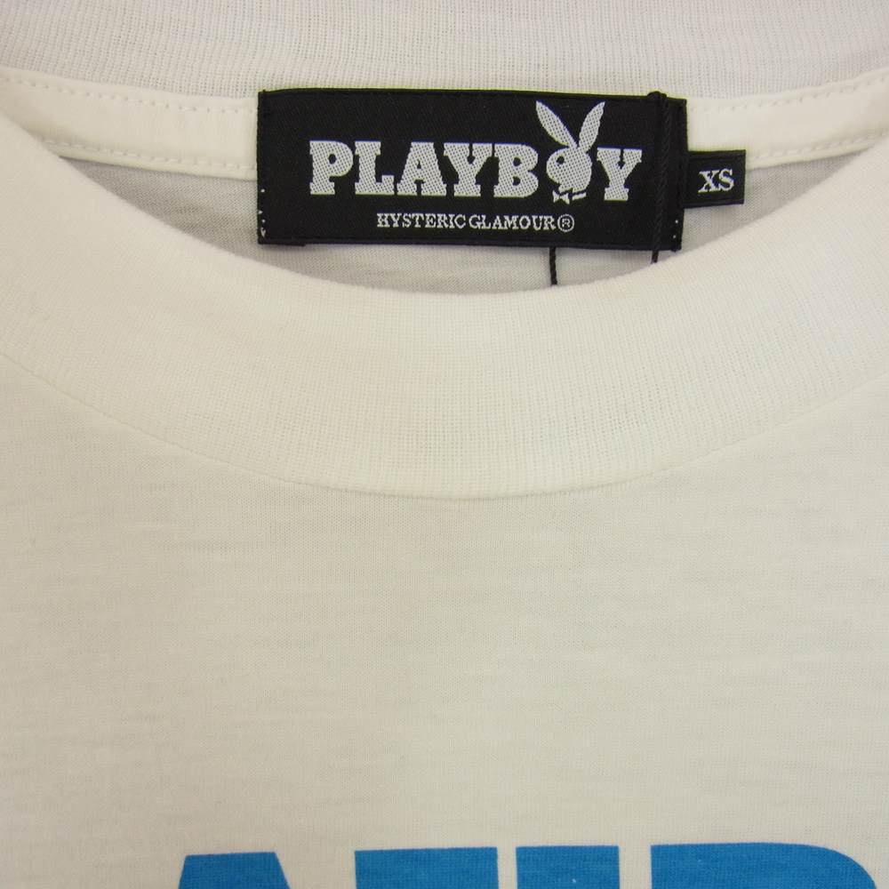 HYSTERIC GLAMOUR ヒステリックグラマー × PLAYBOY プレイボーイ 12171CT04 バニー プリント Tシャツ ホワイト系 XS【新古品】【未使用】【中古】