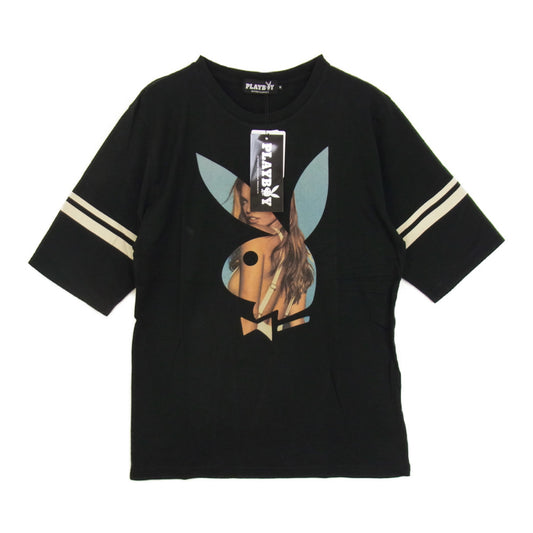 HYSTERIC GLAMOUR ヒステリックグラマー × PLAYBOY プレイボーイ 12193CT01 MISS YOLI LARA ロゴ ガール プリント Tシャツ ブラック ブラック系 M【新古品】【未使用】【中古】