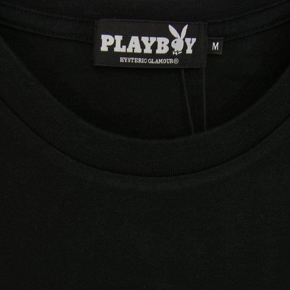 HYSTERIC GLAMOUR ヒステリックグラマー × PLAYBOY プレイボーイ 12193CT01 MISS YOLI LARA ロゴ ガール プリント Tシャツ ブラック ブラック系 M【新古品】【未使用】【中古】