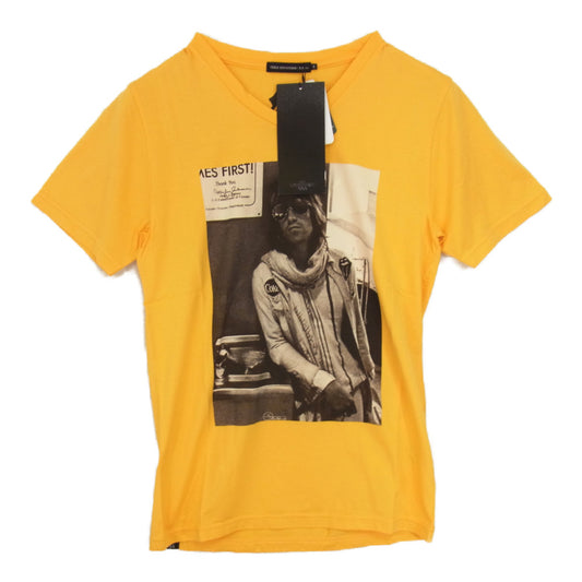 HYSTERIC GLAMOUR ヒステリックグラマー 0651CT09 THEE HYSTERIC XXX ROLLIMG STONES ローリングストーンズ フォト プリント 半袖 Tシャツ イエロー イエロー系 S【新古品】【未使用】【中古】