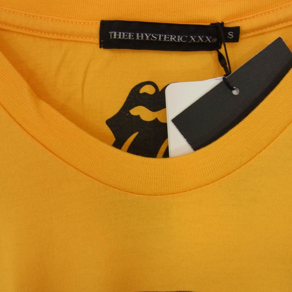 HYSTERIC GLAMOUR ヒステリックグラマー 0651CT09 THEE HYSTERIC XXX ROLLIMG STONES ローリングストーンズ フォト プリント 半袖 Tシャツ イエロー イエロー系 S【新古品】【未使用】【中古】