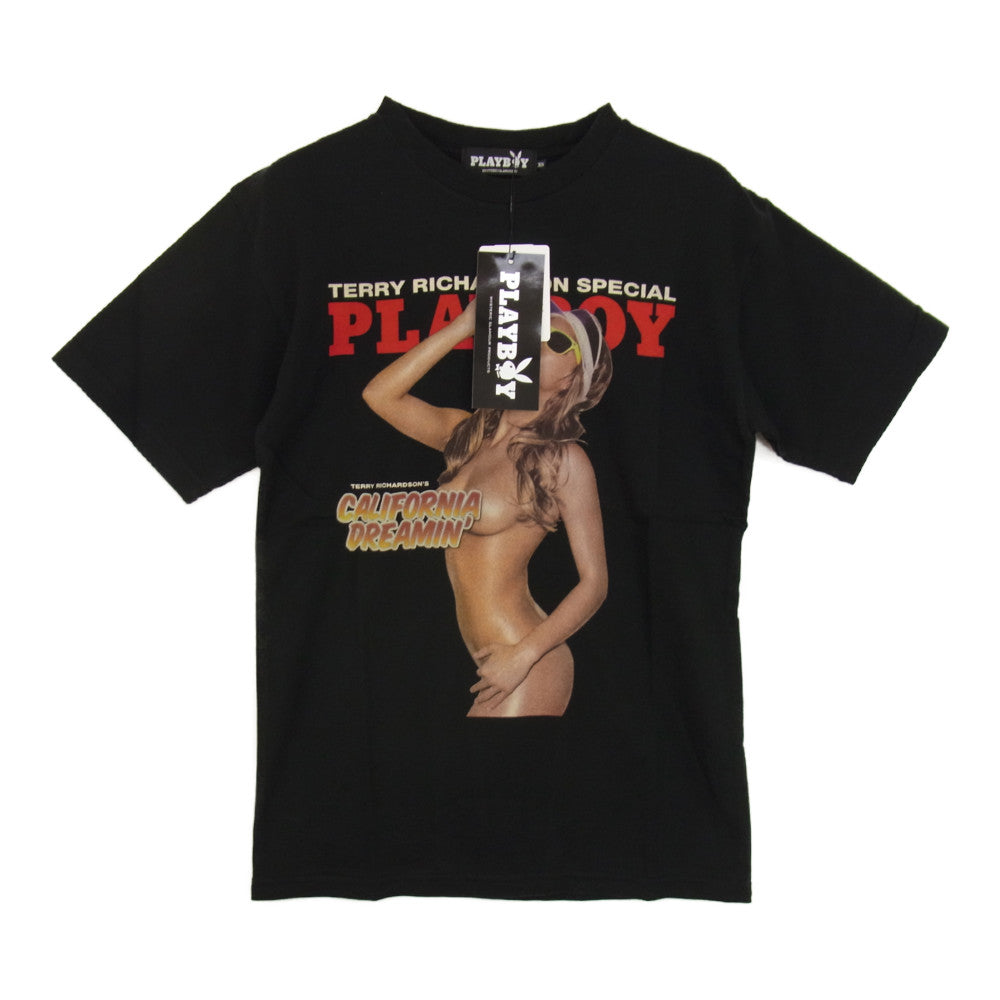 HYSTERIC GLAMOUR ヒステリックグラマー × PLAYBOY プレイボーイ 12171CT02 フォトプリント TEE Tシャツ ブラック系 XS【新古品】【未使用】【中古】