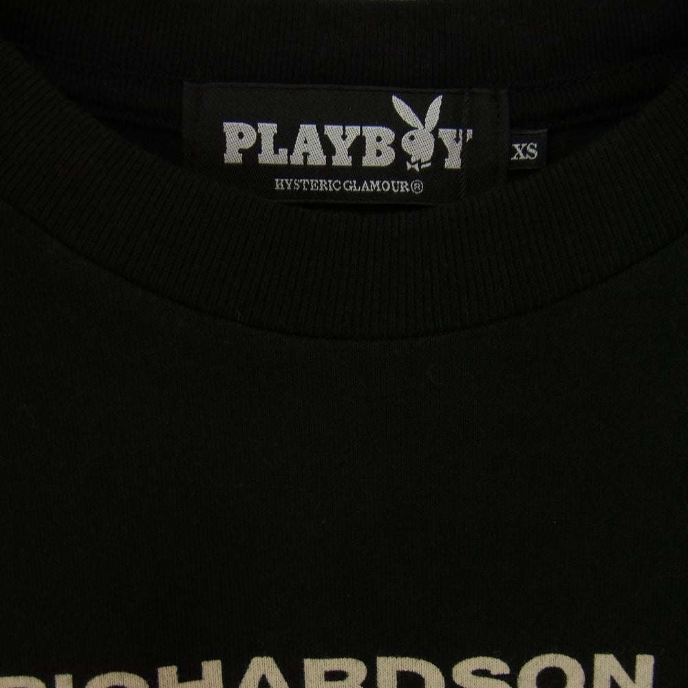 HYSTERIC GLAMOUR ヒステリックグラマー × PLAYBOY プレイボーイ 12171CT02 フォトプリント TEE Tシャツ ブラック系 XS【新古品】【未使用】【中古】