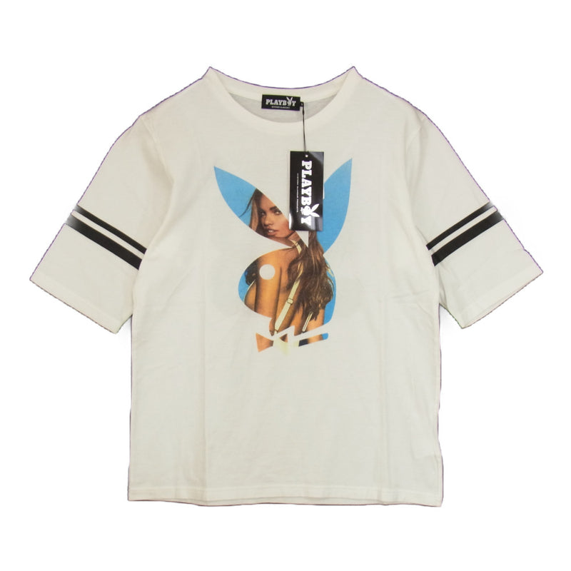 HYSTERIC GLAMOUR ヒステリックグラマー × PLAYBOY プレイボーイ 12193CT01 MISS YOLI LARA ロゴ ガール プリント Tシャツ ホワイト ホワイト系 M【新古品】【未使用】【中古】