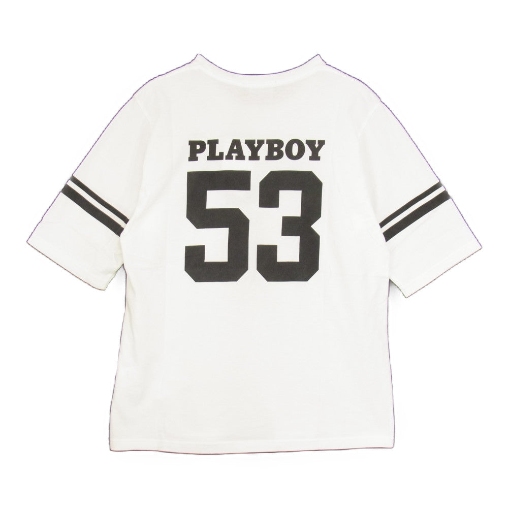 HYSTERIC GLAMOUR ヒステリックグラマー × PLAYBOY プレイボーイ 12193CT01 MISS YOLI LARA ロゴ ガール プリント Tシャツ ホワイト ホワイト系 M【新古品】【未使用】【中古】