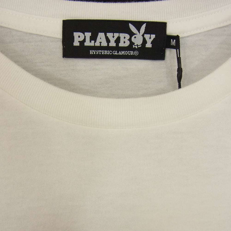 HYSTERIC GLAMOUR ヒステリックグラマー × PLAYBOY プレイボーイ 12193CT01 MISS YOLI LARA ロゴ ガール プリント Tシャツ ホワイト ホワイト系 M【新古品】【未使用】【中古】